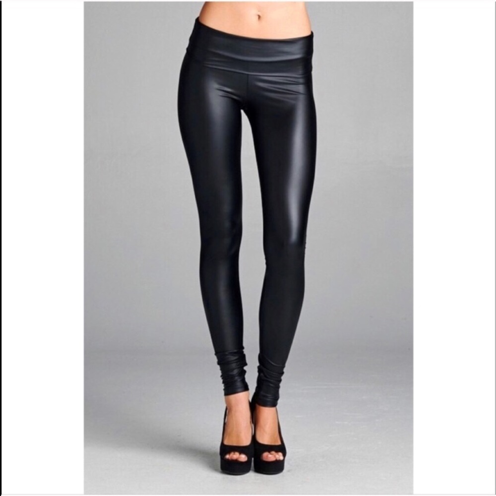 S-XL Avail! High Waisted Vegan Leather Leggings - Picture 5 of 7
